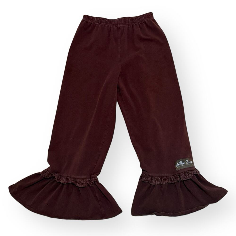 Matilda Jane Girls Size 8 Big Dreams Ruffle Pants Brown Lace Trim *READ*